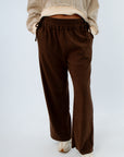Comfy brown pants for fall with elastic waistband, brown lounge pants, fall loungewear, neutral loungewear