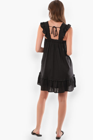 Tiffany Black Open Back Babydoll Sleeveless Mini Dress-Dresses-Very J-L. Mae Boutique & Wild Mabel Clothing