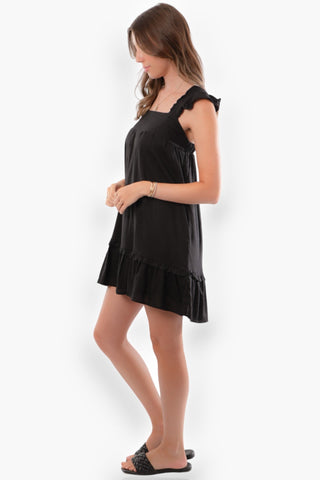 Tiffany Black Open Back Babydoll Sleeveless Mini Dress-Dresses-Very J-L. Mae Boutique & Wild Mabel Clothing