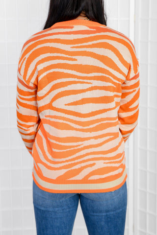 Tiger Eyes Orange Crewneck Sweater-The Tellier-L. Mae Boutique