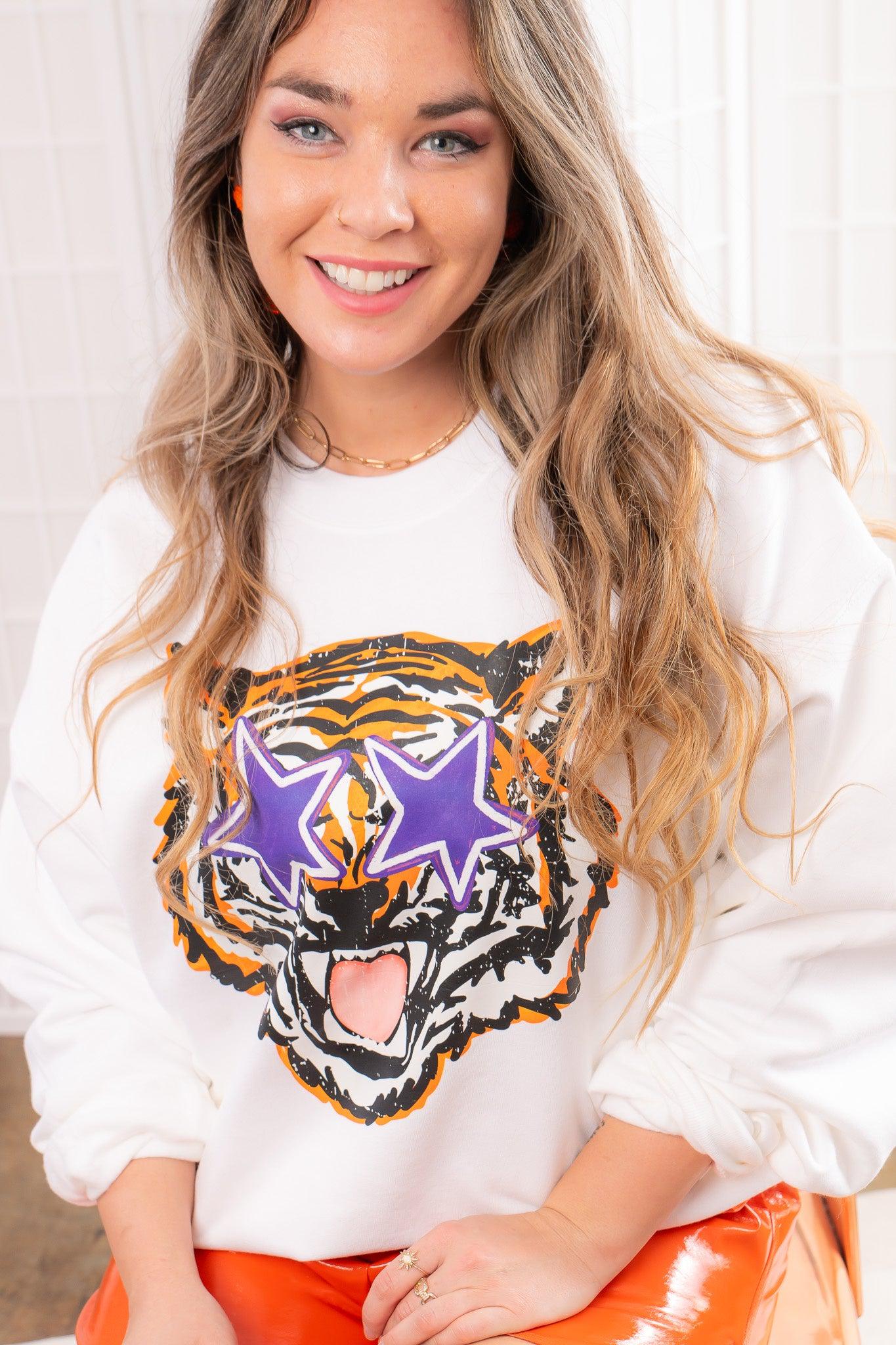 Tiger Face Retro Groovy Sweatshirt-Tops-Ever Ashton the Label-L. Mae Boutique & Wild Mabel Clothing