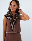 Tiger Stripe Knit Triangle Scarf for game day, clemson game day accessories, neutral game day accessory, neutral game day knit scarf