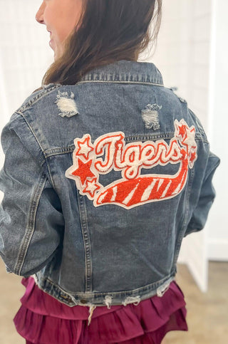 Tigers Gameday Denim Jacket-C&A Custom Stitching-L. Mae Boutique