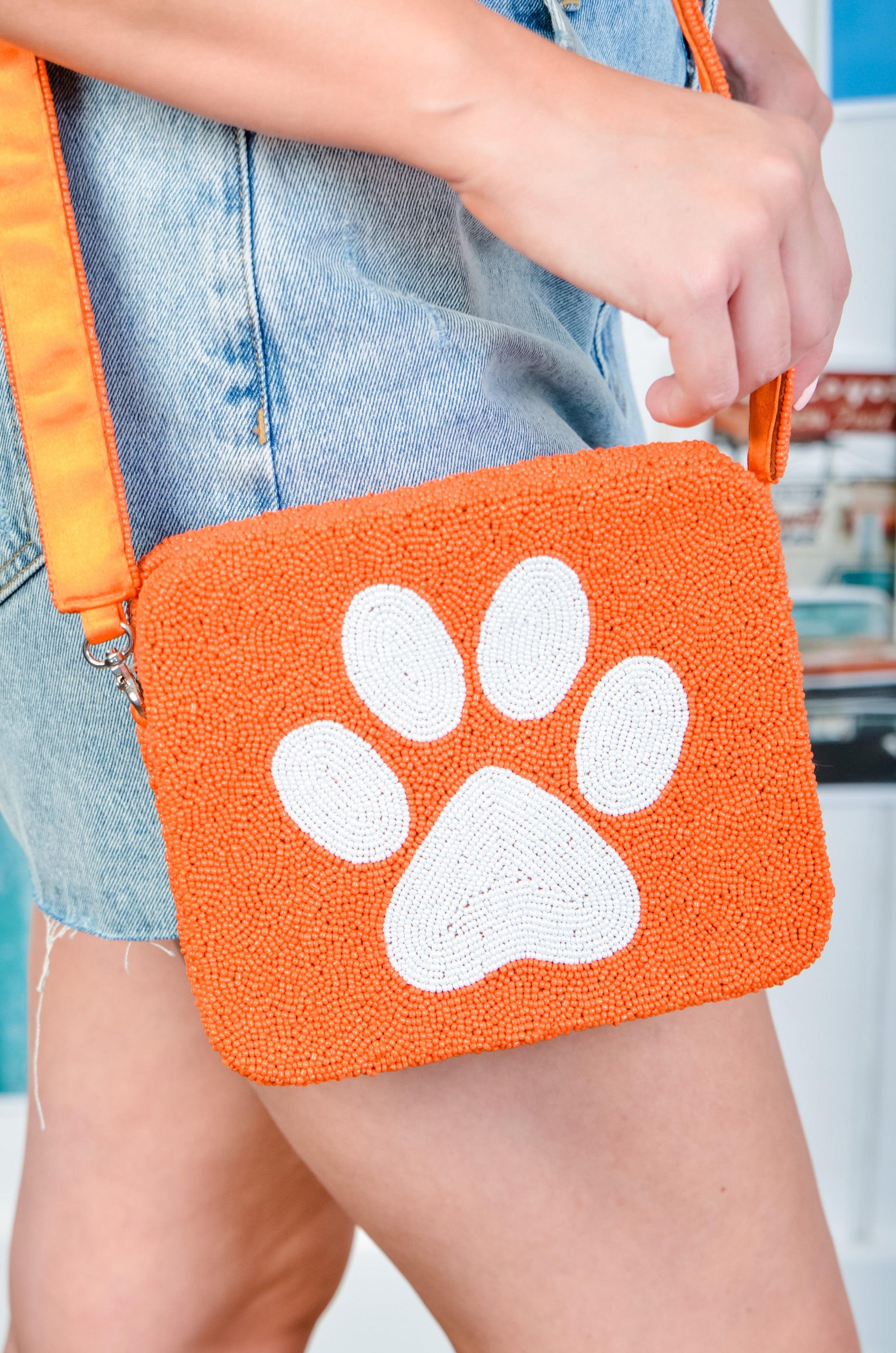 Tigers Orange Paw Beaded Bag-Accessories-Tiana Designs-L. Mae Boutique & Wild Mabel Clothing