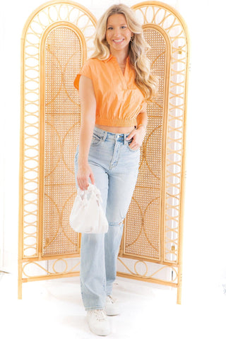 Tinsley Orange Pastel V Neck Crop Top-Tops-Hyfve-L. Mae Boutique & Wild Mabel Clothing