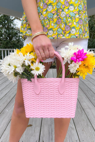 Tiny Jelly Pink Weaved Tote Bag-Bags/Purses-Wona Trading-L. Mae Boutique & Wild Mabel Clothing