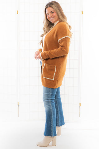 Toffee Stitch Detail Cardigan-Tops-Staccato-L. Mae Boutique & Wild Mabel Clothing