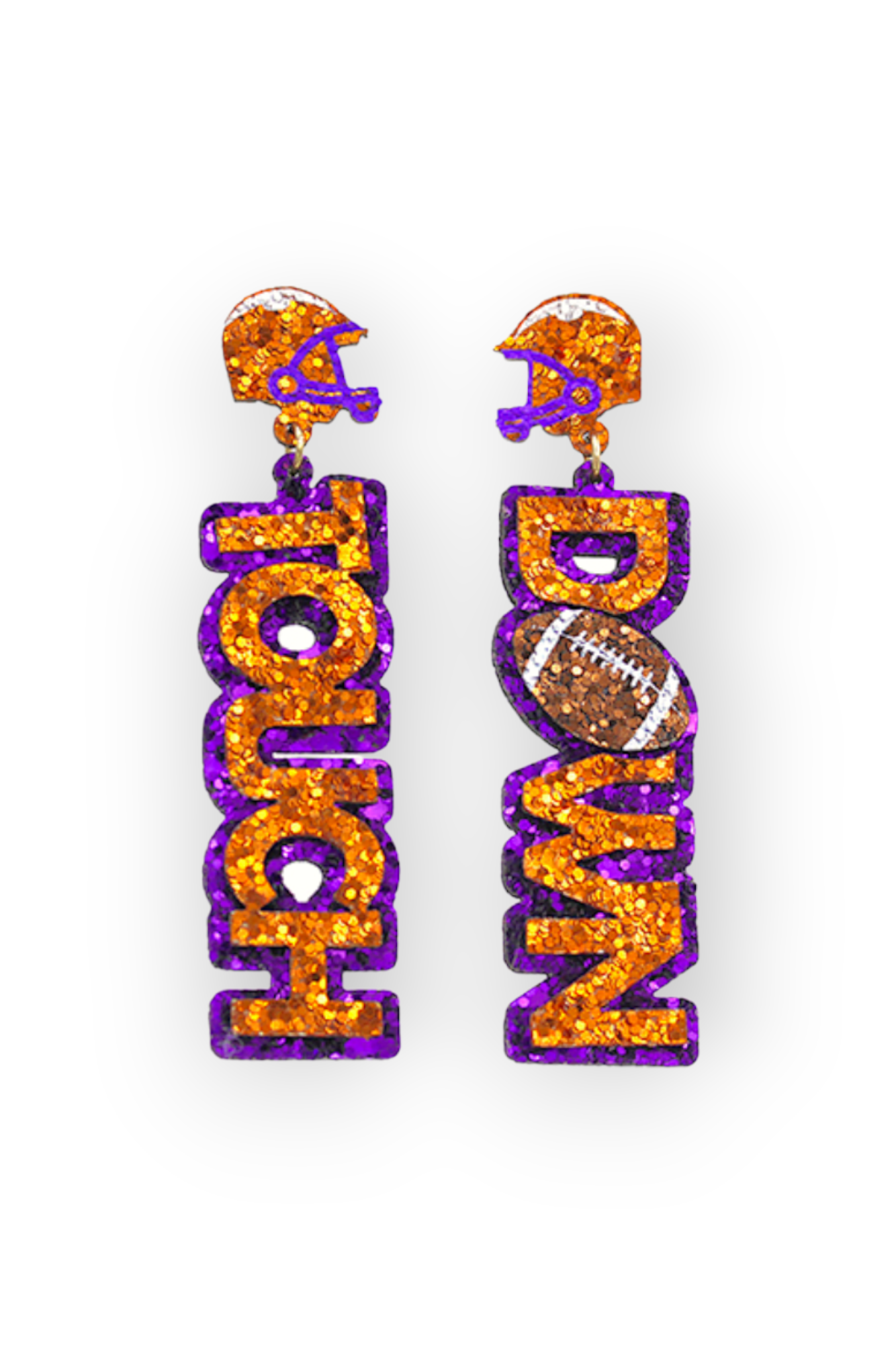 Touchdown Dance Orange &amp; Purple Earrings-Jewelry-Golden Stella-L. Mae Boutique &amp; Wild Mabel Clothing