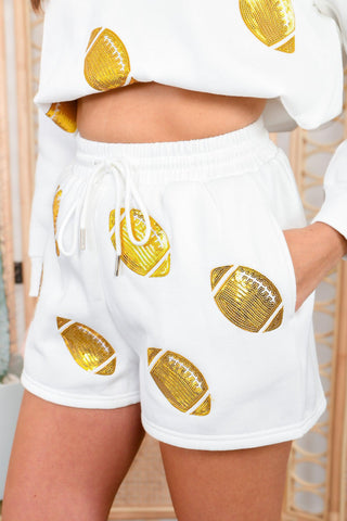 Touchdown Sequin Football Shorts-Bottoms-WHY Dress-L. Mae Boutique & Wild Mabel Clothing