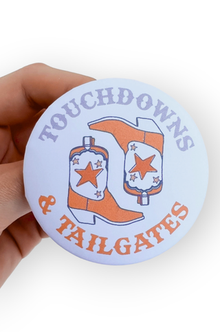 Touchdowns & Tailgates Orange & White Gameday Button-Thanks For Everything-L. Mae Boutique