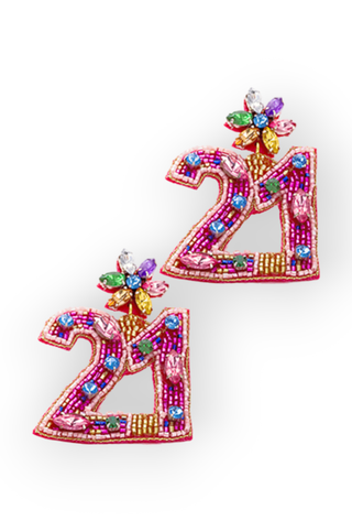 Turning 21 Bead & Rhinestone Earrings-Jewelry-Golden Stella-L. Mae Boutique & Wild Mabel Clothing