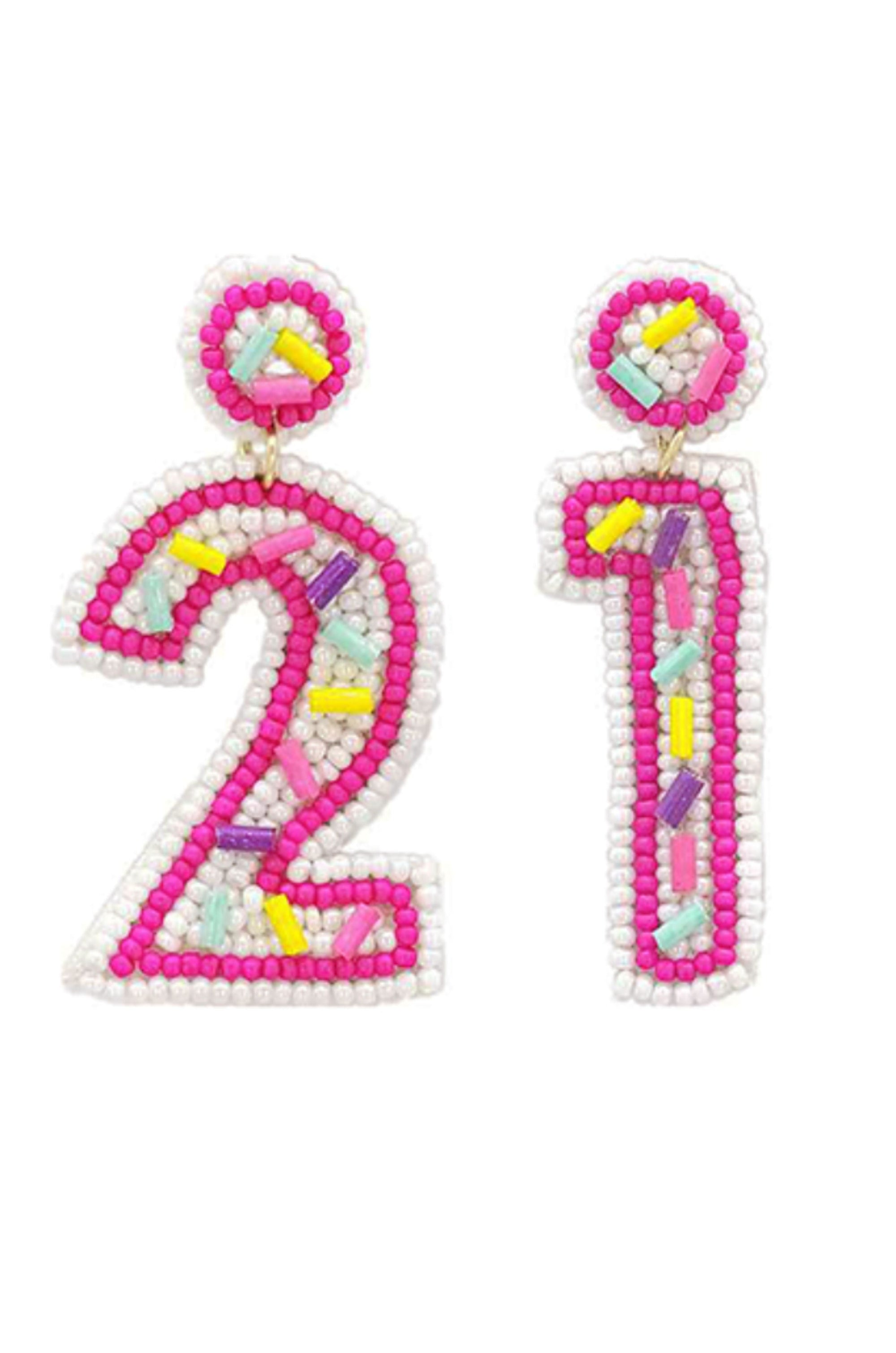 Turning 21 Birthday Earrings-Jewelry-Golden Stella-L. Mae Boutique & Wild Mabel Clothing