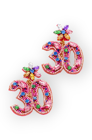 Turning 30 Bead & Rhinestone Earrings-Golden Stella-L. Mae Boutique