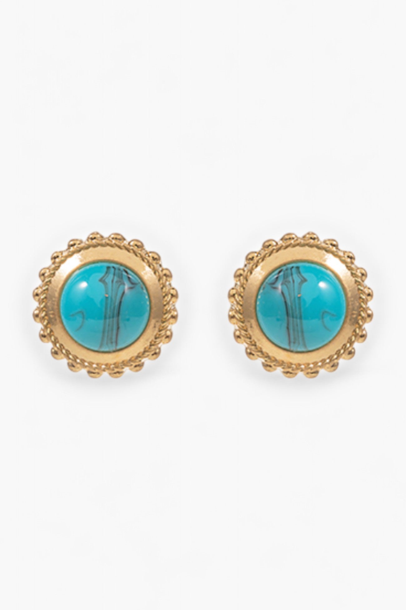 Turquoise & Gold Dome Stone Earrings-Jewelry-Golden Stella-L. Mae Boutique & Wild Mabel Clothing