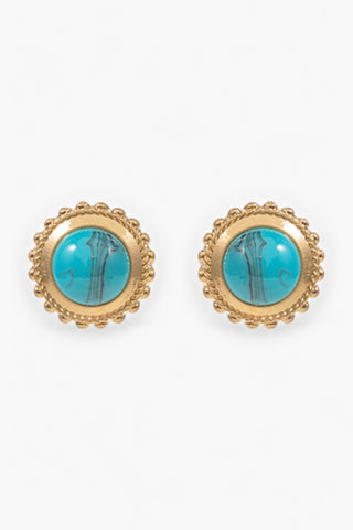 Turquoise & Gold Dome Stone Earrings-Jewelry-Golden Stella-L. Mae Boutique & Wild Mabel Clothing