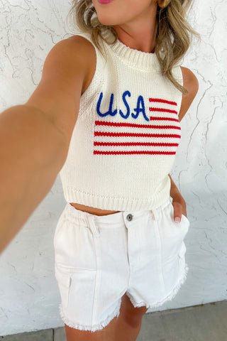 USA Flag White Knit Tank-Le Lis-L. Mae Boutique