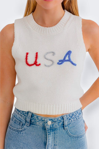 USA Tinsel Tank Sweater-LE LIS-L. Mae Boutique