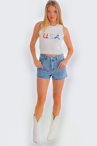 USA Tinsel Tank Sweater-LE LIS-L. Mae Boutique & Wild Mabel Clothing