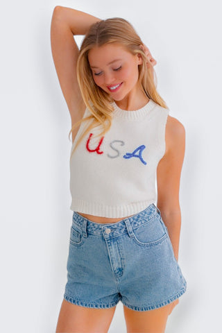 USA Tinsel Tank Sweater-LE LIS-L. Mae Boutique & Wild Mabel Clothing