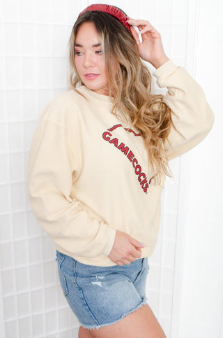 USC Gamecocks Beige Corded Crewneck-Tops-Chicka-D-L. Mae Boutique & Wild Mabel Clothing