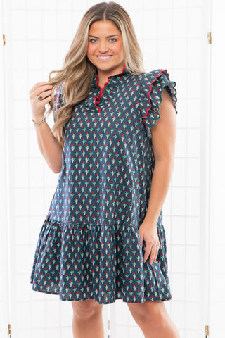 Want It All Navy Floral Ruffle Mini Dress-Dresses-Entro-L. Mae Boutique & Wild Mabel Clothing