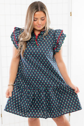 Want It All Navy Floral Ruffle Mini Dress-Dresses-Entro-L. Mae Boutique & Wild Mabel Clothing