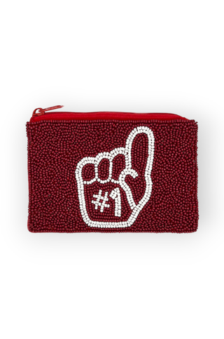 We're Number 1 Garnet & White Beaded Coin Purse-Accessories-Golden Stella-L. Mae Boutique & Wild Mabel Clothing