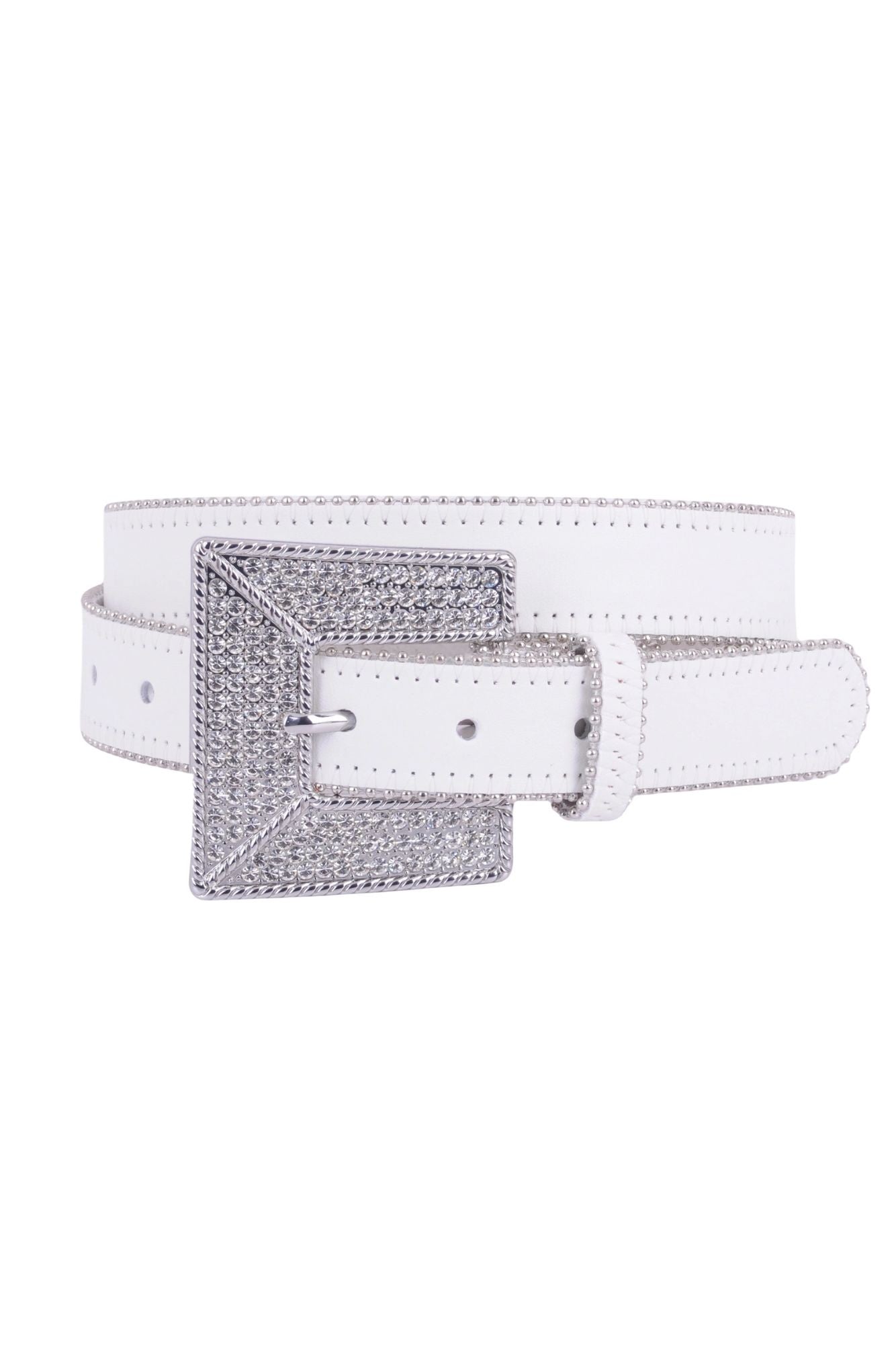 Western White Rhinestone Buckle Belt-Accessories-Most Wanted USA-L. Mae Boutique & Wild Mabel Clothing