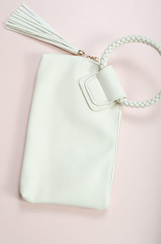 White Braided Mini Wristlet Clutch-Bags/Purses-Queens Designs-L. Mae Boutique & Wild Mabel Clothing