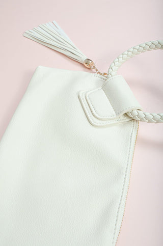 White Braided Mini Wristlet Clutch-Bags/Purses-Queens Designs-L. Mae Boutique & Wild Mabel Clothing