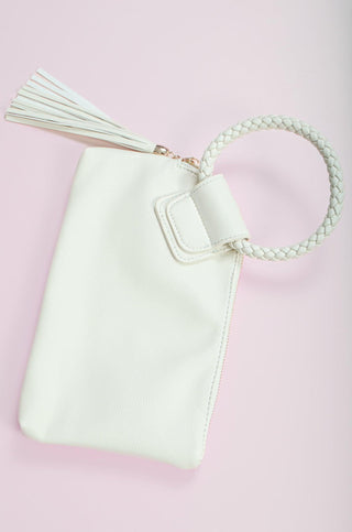 White Braided Mini Wristlet Clutch-Bags/Purses-Queens Designs-L. Mae Boutique & Wild Mabel Clothing