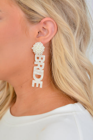White Bride Earrings-Golden Stella-L. Mae Boutique