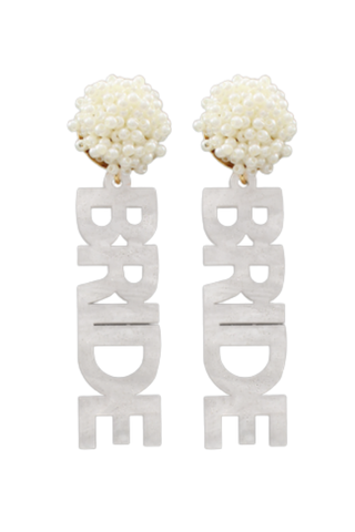 White Bride Earrings-Golden Stella-L. Mae Boutique