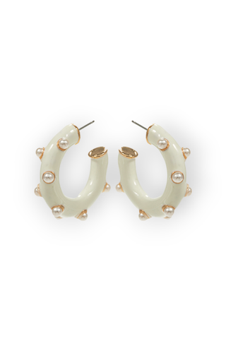 White Dotted Pearl Hoop Earrings-Jewelry-Not specified-L. Mae Boutique & Wild Mabel Clothing