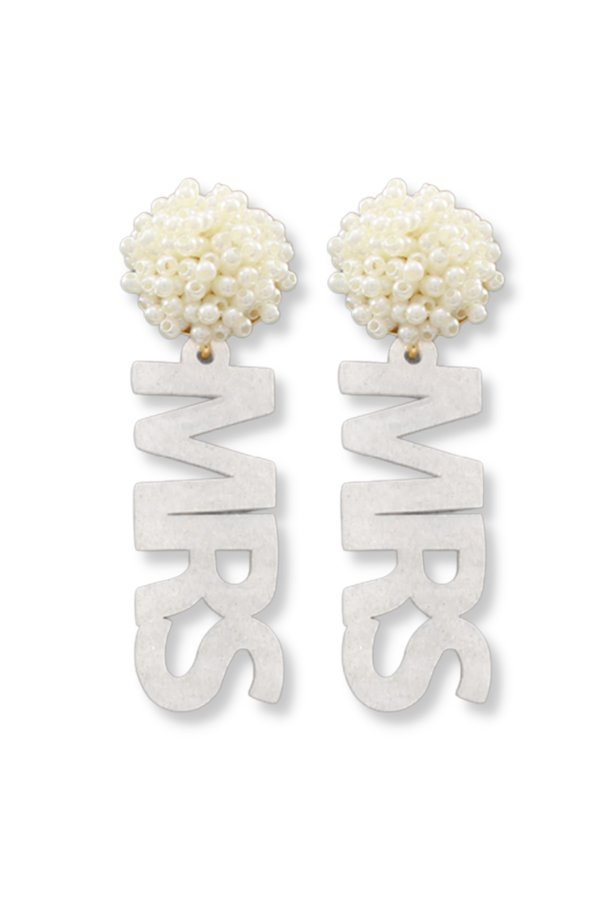 White MRS Drop Earrings-Jewelry-Golden Stella-L. Mae Boutique & Wild Mabel Clothing