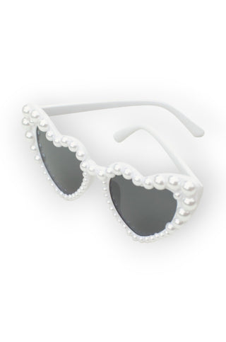 White Pearl Heart Shaped Sunglasses-Accessories-Space 46-L. Mae Boutique & Wild Mabel Clothing