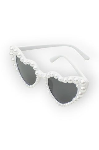White Pearl Heart Shaped Sunglasses-Space 46-L. Mae Boutique
