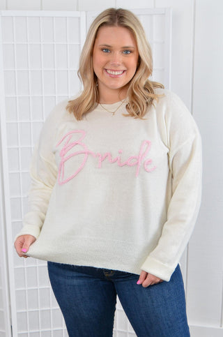 White & Pink Bride Pullover Sweater-Le Lis-L. Mae Boutique