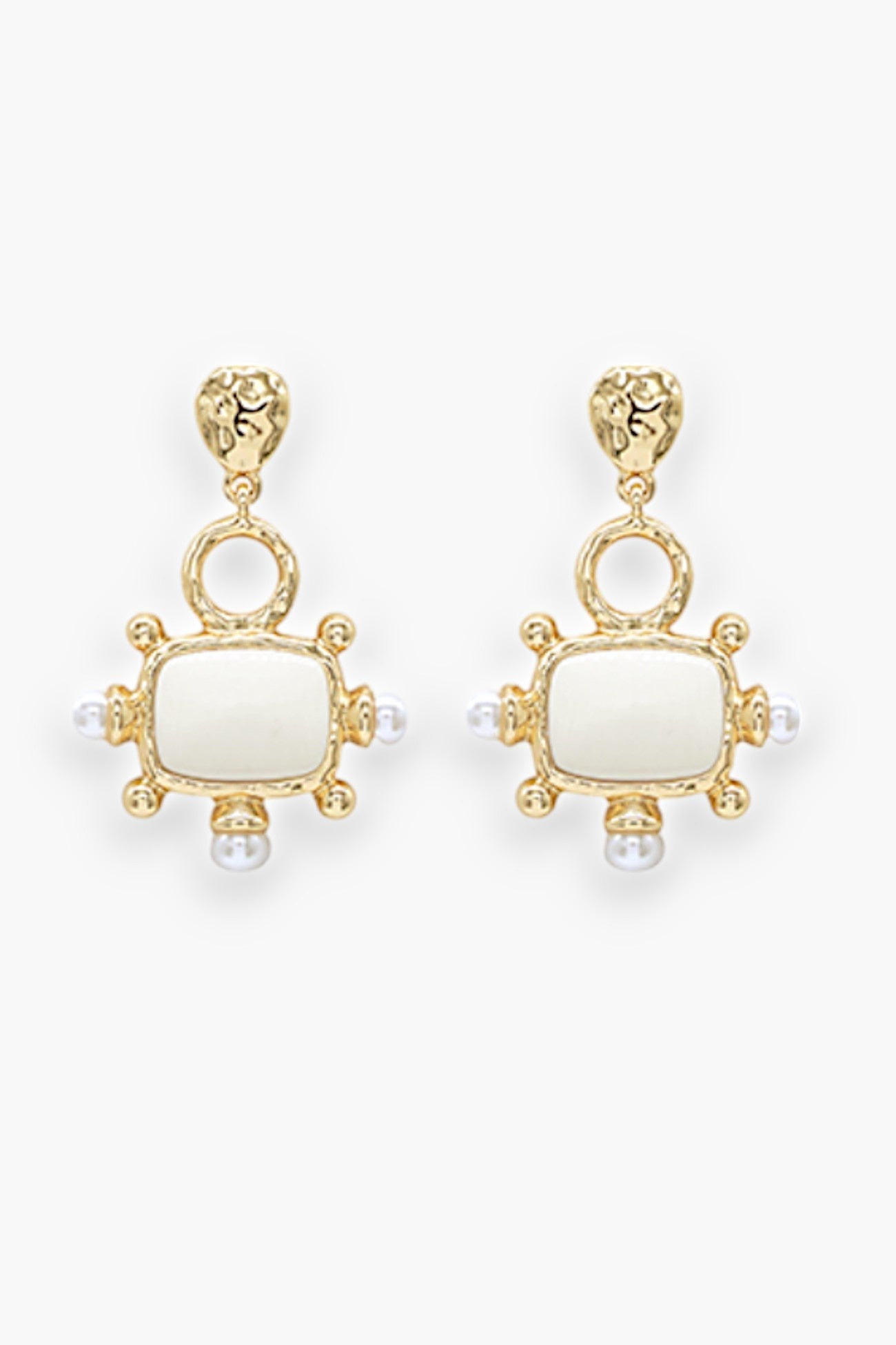 White Stone Charm Earrings-Jewelry-Golden Stella-L. Mae Boutique & Wild Mabel Clothing