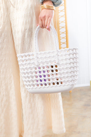 White Woven Basket Jelly Bag-BC Bags-L. Mae Boutique