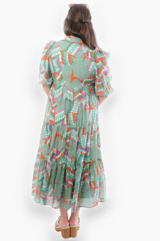 Wild Side Green Abstract Printed Midi Dress-Dresses-TCEC-L. Mae Boutique & Wild Mabel Clothing