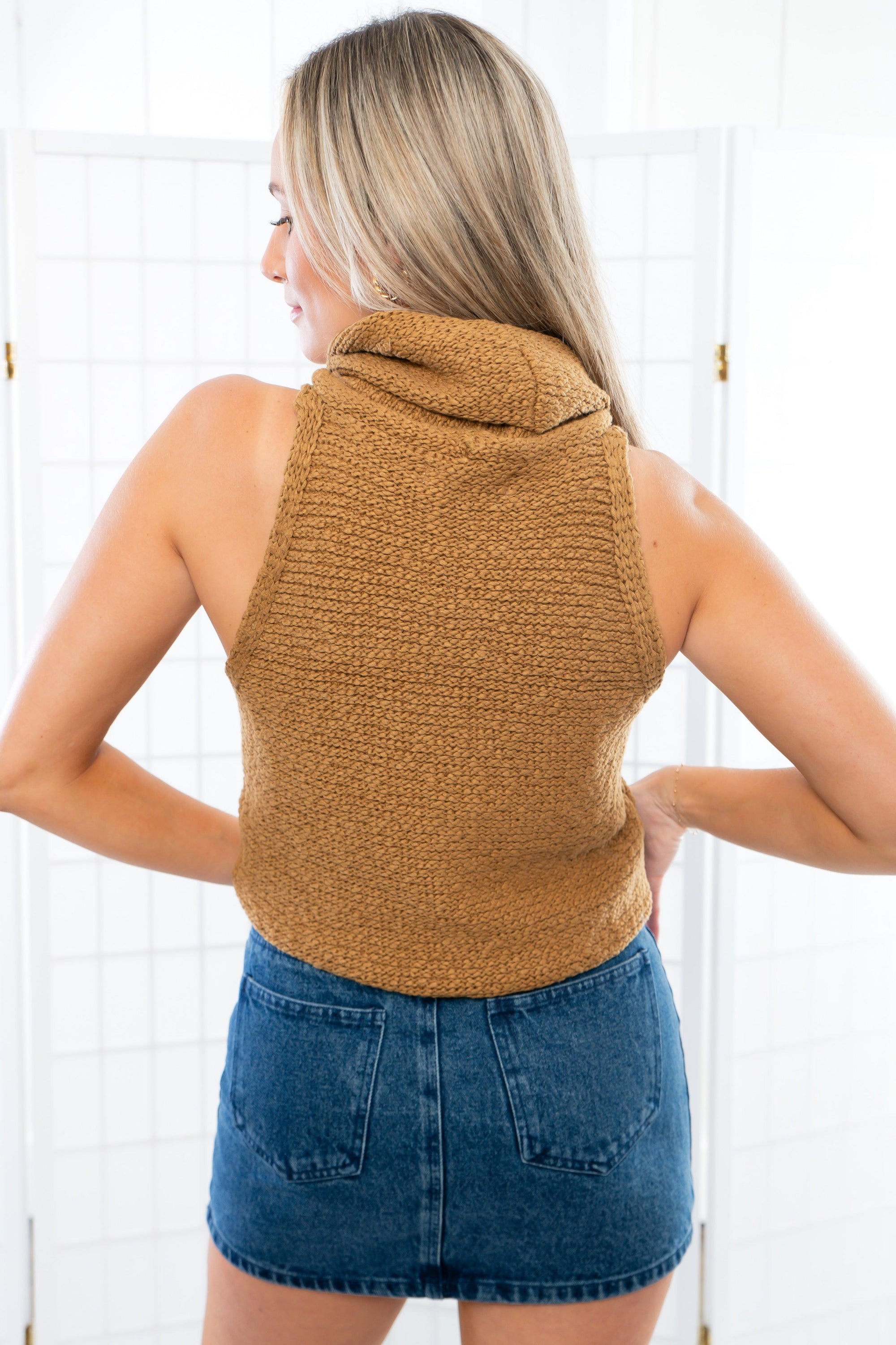 Willow Coffee Turtle Neck Sweater Tank-Tops-By Together-L. Mae Boutique &amp; Wild Mabel Clothing