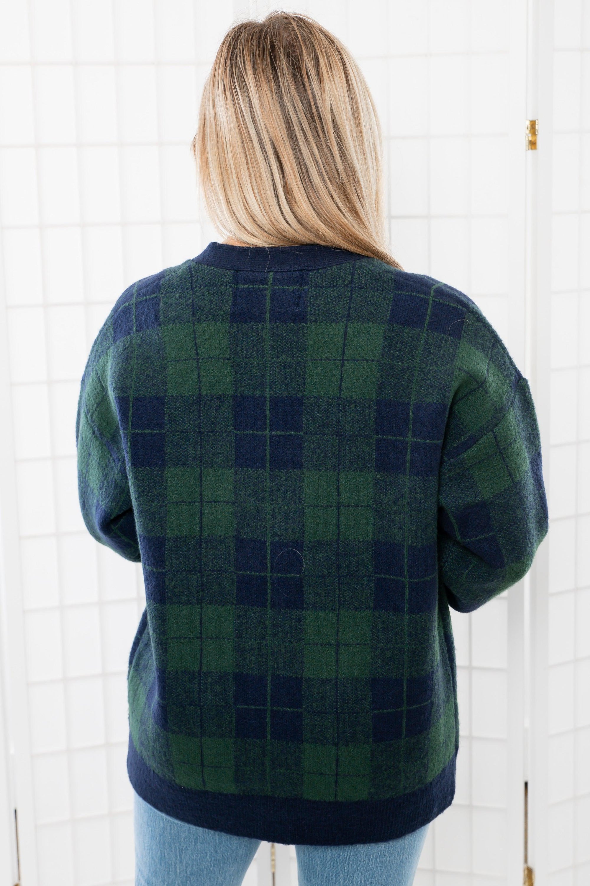 Winter Days Green Plaid Button Down Cardigan-Tops-2.7 August Apparel-L. Mae Boutique &amp; Wild Mabel Clothing