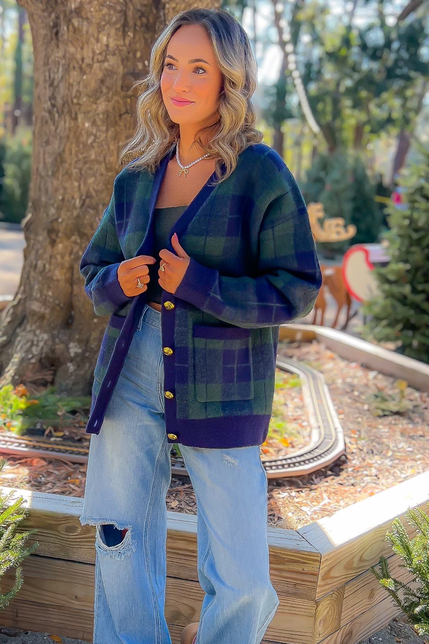 Winter Days Green Plaid Button Down Cardigan-Tops-2.7 August Apparel-L. Mae Boutique & Wild Mabel Clothing