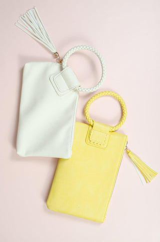 Yellow Braided Mini Wristlet Clutch-Bags/Purses-Queens Designs-L. Mae Boutique & Wild Mabel Clothing