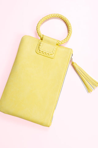 Yellow Braided Mini Wristlet Clutch-Bags/Purses-Queens Designs-L. Mae Boutique & Wild Mabel Clothing