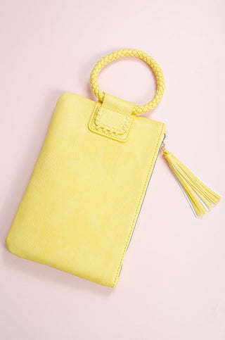 Yellow Braided Mini Wristlet Clutch-Bags/Purses-Queens Designs-L. Mae Boutique & Wild Mabel Clothing