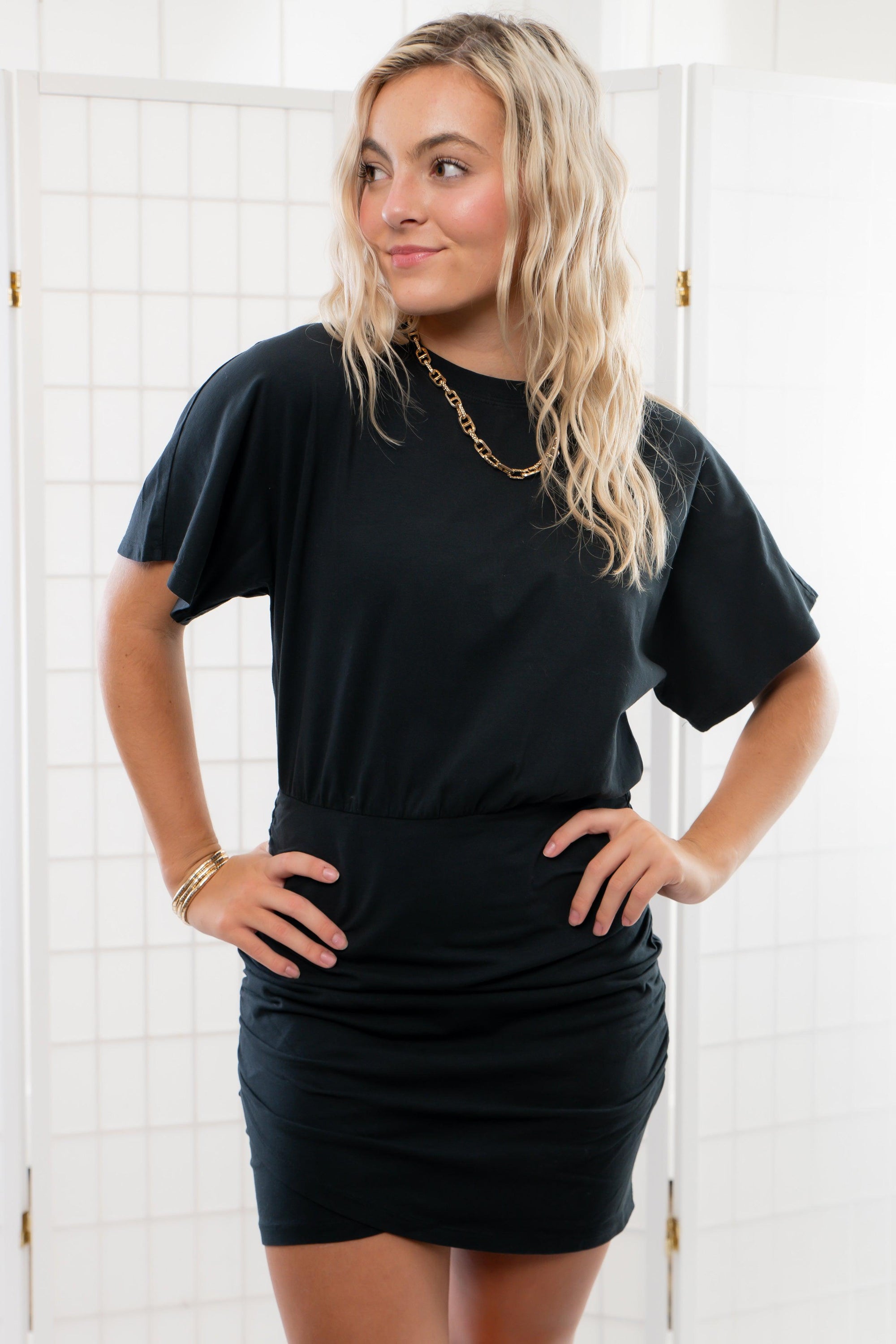 Z Supply Black Carmela Jersey Mini Dress-Dresses-Z Supply-L. Mae Boutique &amp; Wild Mabel Clothing