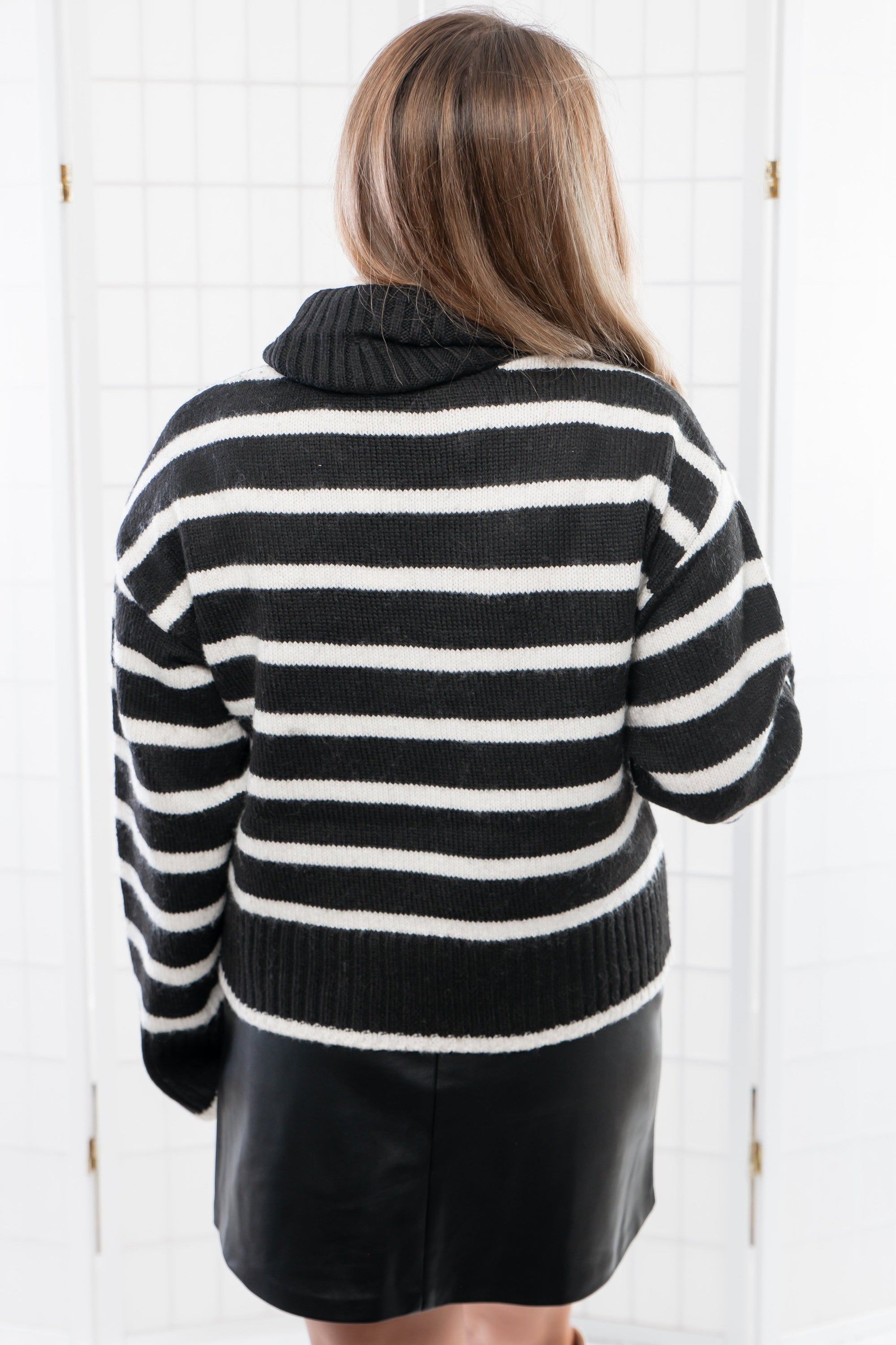 Z Supply Black Josephine Stripe Turtleneck Sweater-Tops-Z Supply-L. Mae Boutique &amp; Wild Mabel Clothing