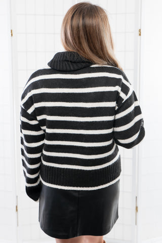 Z Supply Black Josephine Stripe Turtleneck Sweater-Tops-Z Supply-L. Mae Boutique & Wild Mabel Clothing